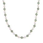 Grüner Aventurin, Weiße Muschelkernperle Halskette ca. 45 cm+ 5 cm Extender, Standard gelb vergoldet