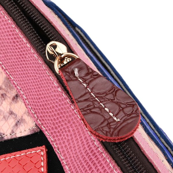 "Chaos by Elsie Genuine Leather Crossbody Bag with RFID Color:multicolor Embossed crocdile shining rhomboid pattern Size::32*12.5*22cm           Wall: Genuine Leather Lining: Polyester                Exterior:zipped-2, Interior:zipped-1 , slip-2  with 1 L image number 6