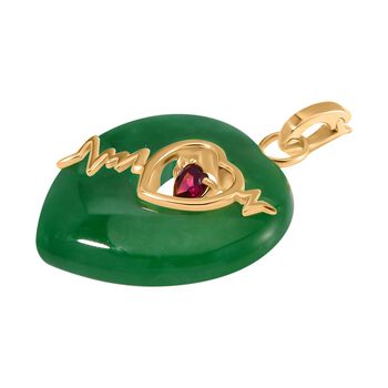 Gr&uuml;ne Jade, Nat&uuml;rlicher Chromdiopsid Anh&auml;nger 925 Silber Gelbgold Vermeil ca. 36,00 ct