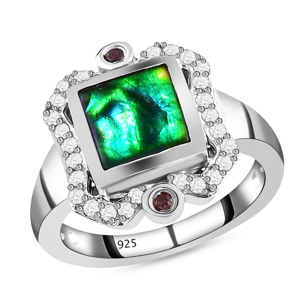 Ammolit, Zirkon und Rhodolith Granat Ring - 1,90 ct. image number 4