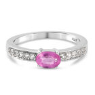 Premium Ilakaka Rosa Saphir und Zirkon Ring 925 Silber platiniert (Größe 20.00)(Fissure gefüllt) ca. 0,89 ct