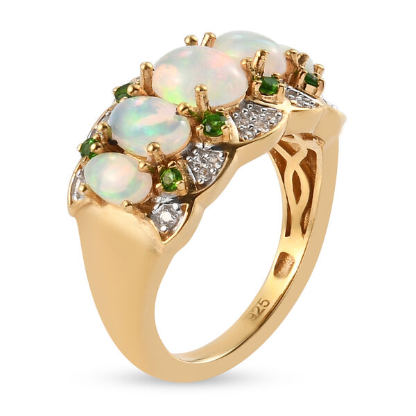 Natürlicher, äthiopischer Opal und Chromdiopsid-Ring, 925 Silber vergoldet  ca. 1,86 ct image number 5