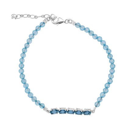 D'joy Blauer Zirkon Armband 18 cm mit 2.5 cm extender, 925 Silber rhodiniert ca. 6.00 ct