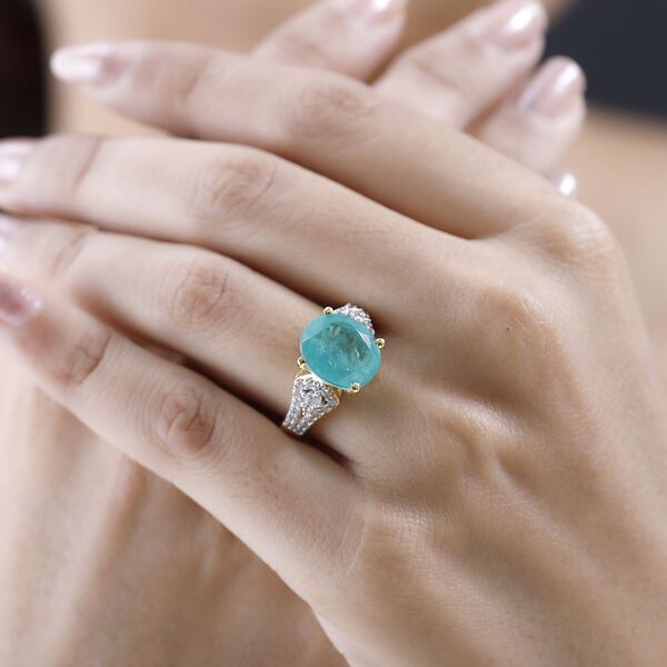 Smaragd Triplett Quarz und Zirkon Ring- 6,96 ct. image number 3