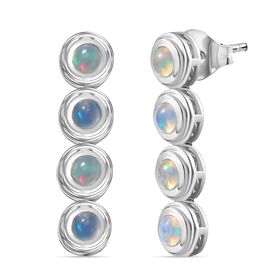 AA Natürlicher, äthiopischer Welo Opal Ohrringe 925 Silber rhodiniert ca. 1,41 ct.