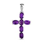 Afrikanischer Amethyst Kreuz-Anhänger, 925 Silber ca. 2.70 ct