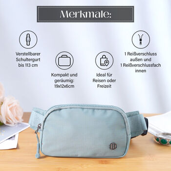 Nylon Crossbody Tasche in Blau mit praktischen F&auml;chern, 19x12x6cm