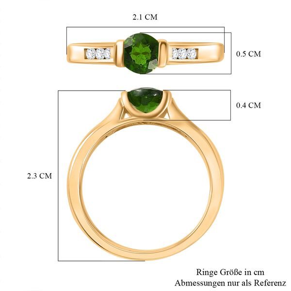 Natürlicher Chromdiopsid, Weißer Zirkon Ring 925 Silber vergoldet (Größe 19.00) ca. 0,65 ct image number 7