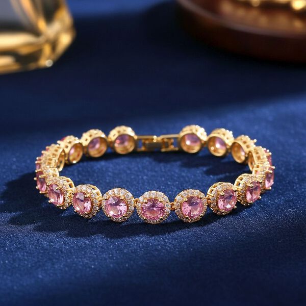 Rosa und wei&szlig;es Zirkonia 19cm Armband image number 2