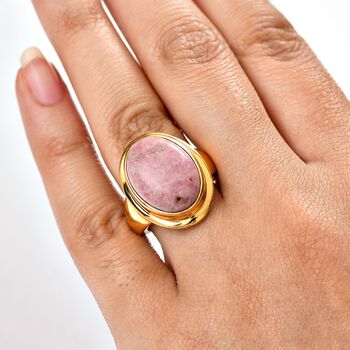 Rhodonit Ring Nickelfreies Messing (Gr&ouml;&szlig;e 17.00) ca. 13,64 ct