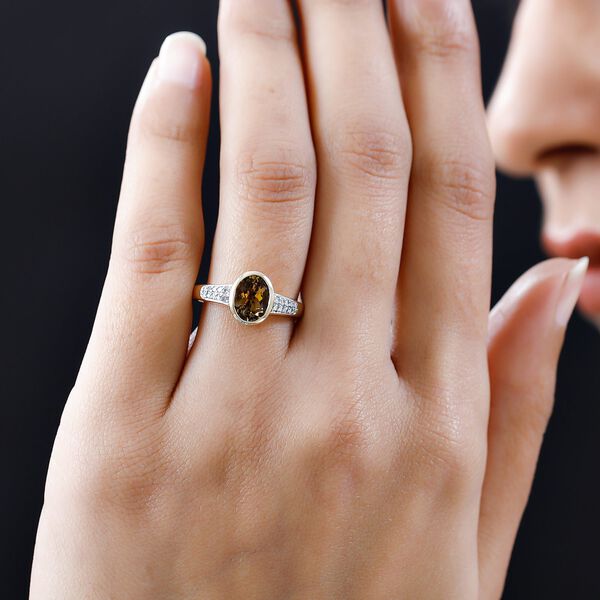 AAA nat&uuml;rlicher, goldener Tansanit und Diamant-Ring - 1,68 ct. image number 3