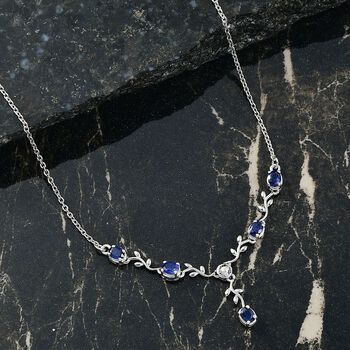 D'Joy Masoala Saphir (Fissure gef&uuml;llt) Halskette ca. 45 cm 925 Silber platiniert ca. 0.48 ct