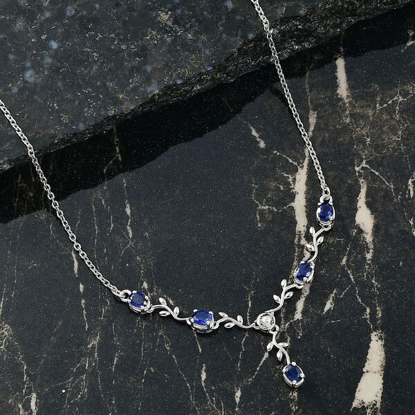 D'Joy Masoala Saphir (Fissure gefüllt) Halskette ca. 45 cm 925 Silber platiniert ca. 0.48 ct image number 2