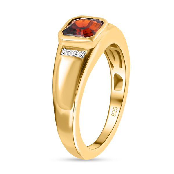 Kirsch-Citrin und weißer-Zirkon Ring, 925 Silber Gelbgold Vermeil (Größe 21.00) ca. 1.01 ct image number 5