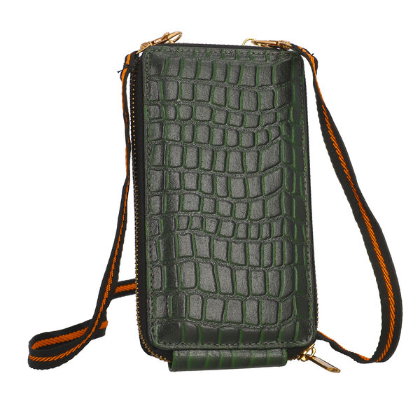 Unisex Brieftasche aus echtem Leder, Größe 17,7x2,5x10 cm, Dunkelgrün image number 0