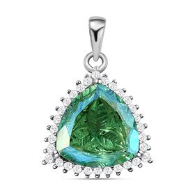 Pfau Triplett Quarz und Zirkon Halo Anhänger in Silber