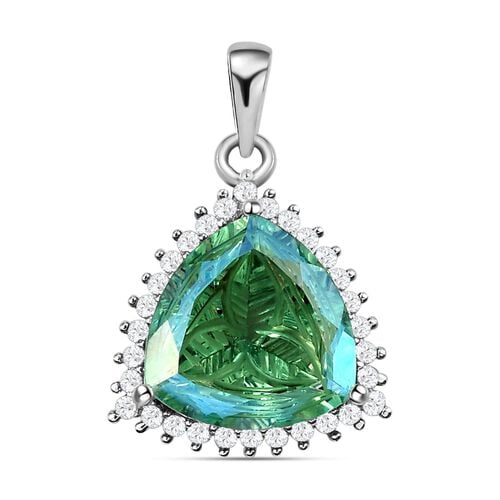 Pfau Triplett Quarz und Zirkon Halo Anhänger in Silber image number 0