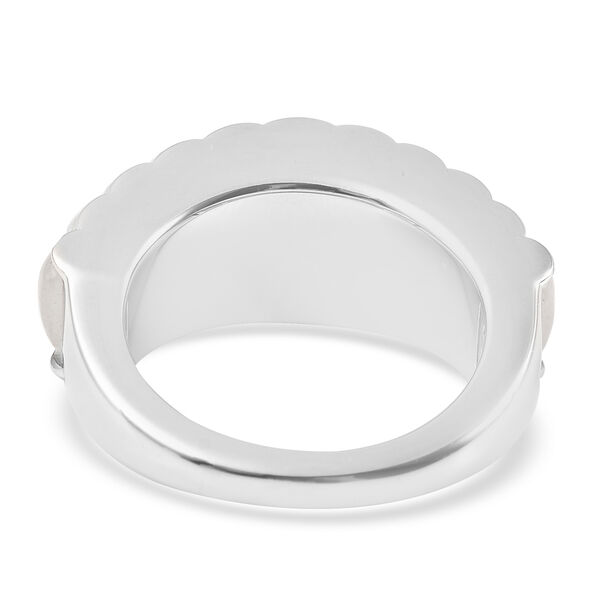 Weiße Jade Ring 925 Silber Rhodium-Überzug image number 5