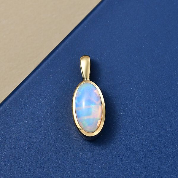 D'Joy AA Natürlicher, äthiopischer Welo Opal Anhänger 925 Silber 750 Gelb Vergoldet ca. 0.84 ct image number 1