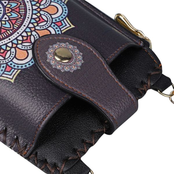 Boho Stil Crossbody Handytasche, Mandala-Muster, 18x10,5 cm, dunkelblau image number 6