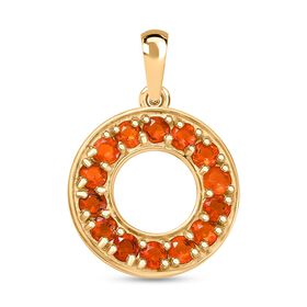 AAA Blaze-Feueropal Anhänger 925 Silber 750 Gelbgold Vermeil ca. 0.67 ct