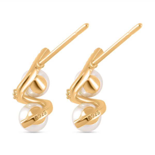 Weiße Muschelkernperle und Zirkonia Ohrringe image number 5