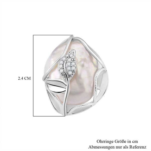 Weiße Süßwasserperle und Zirkonia Ohrringe image number 6