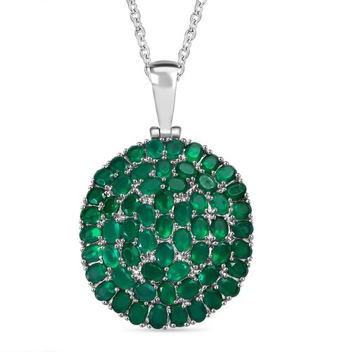 Verde Onyx Anhänger mit Kette, Edelstahl ca. 9.44 ct image number 0