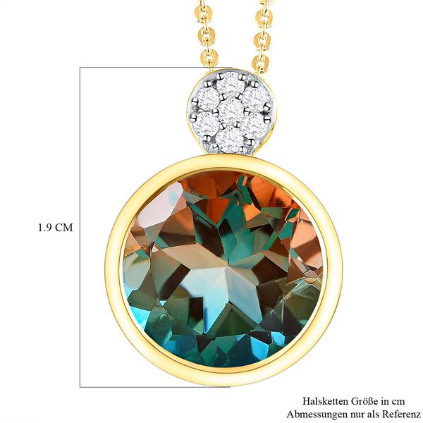 Aqua Terra Costa Quarz Triplett und Zirkon-Anh&auml;nger mit Kette, 925 Silber vergoldet, 6,79 ct. image number 7