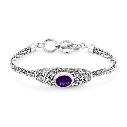 Afrikanischer Amethyst Armband ca. 20 cm 925 Silber ca. 4.13 ct