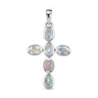 Premium Regenbogen Mondstein-Anhänger, 925 Silber platiniert, ca. 2.98 ct