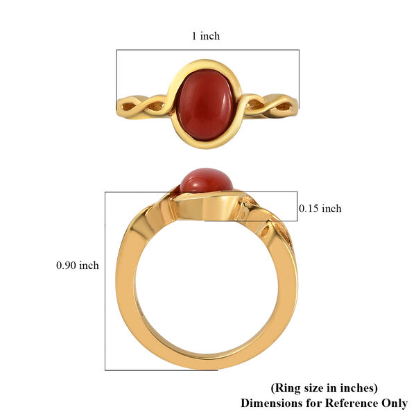 Koralle Solit&auml;r Ring 925 Silber vergoldet  ca. 1,44 ct image number 6