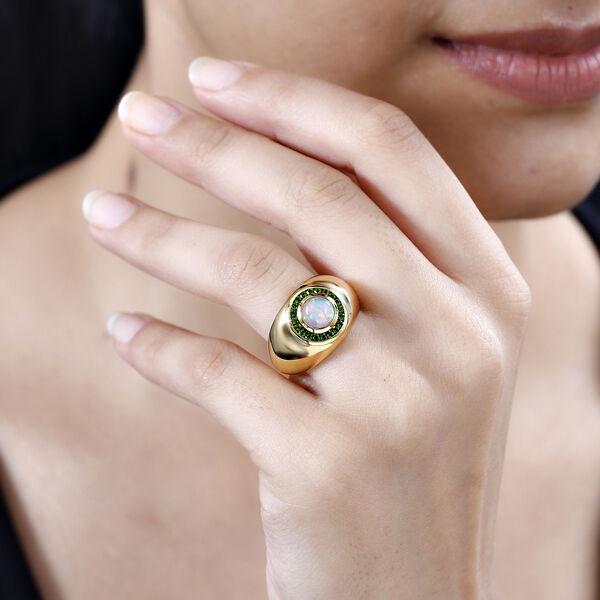 AA Nat&uuml;rlicher, &auml;thiopischer Welo Opal und Chromdiopsid Ring - 1,34 ct. image number 3