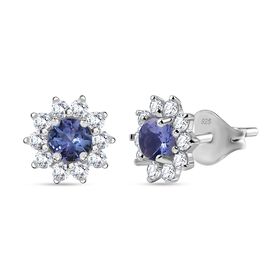 Tansanit und Zirkon Ohrstecker - 1,09 ct.