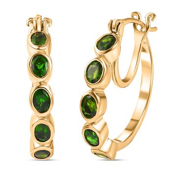 Nat&uuml;rliche Chromdiopsid Creolen, 925 Silber vergoldet ca. 2.00 ct