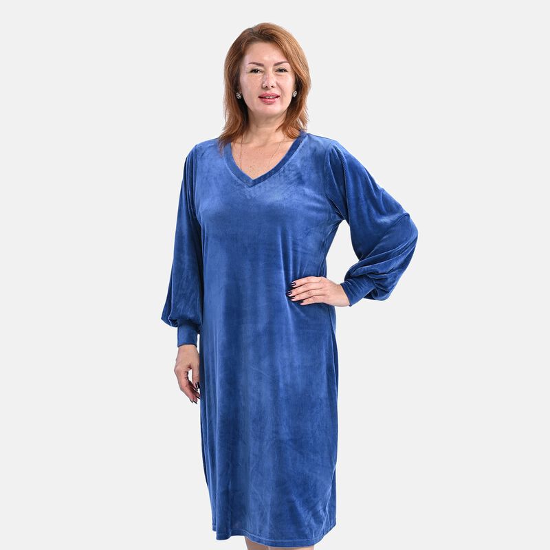 LA MAREY - Cord-Kleid, Größe M, Blau image number 0