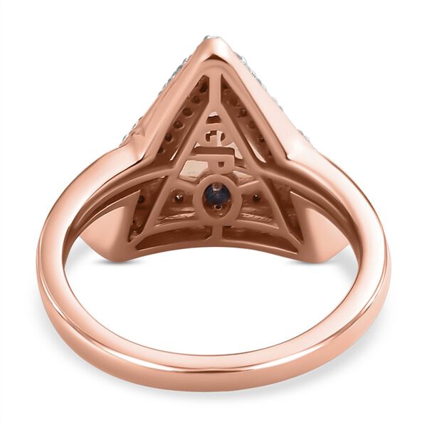 GP Art Déco Kollektion - Natürlicher, äthiopischer Welo Opal, Kanchanaburi blauer Saphir und Champagner-Diamant-Ring - 1,76 ct. image number 6