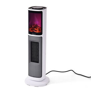 Multifunktionaler Turmheizl&uuml;fter mit LED-Kamin, 1400W und 2000W, Fernbedienung, 20x20x64cm