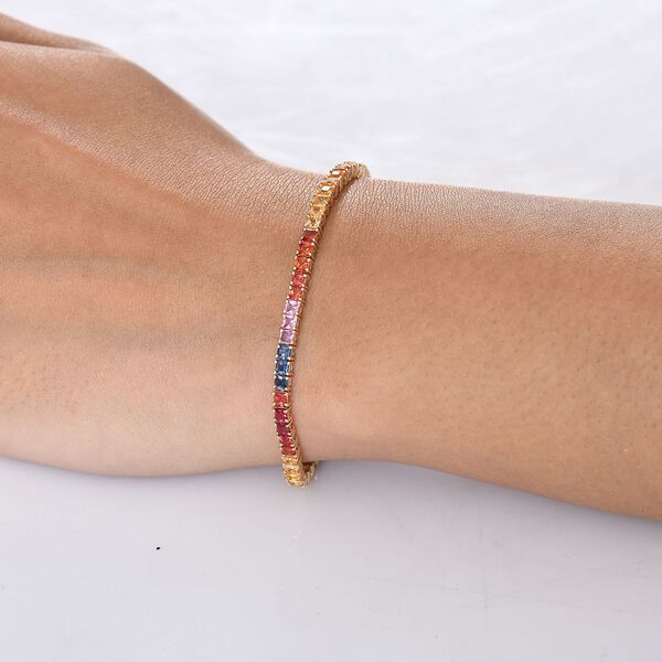 AAA mehrfarbiges Saphir 19cm Armband in 585 Gold - 8,26 ct. image number 3