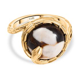 Der Schimmer der Natur - Erdnuss Holz Jaspis Ring, Messing (Größe 17.00) ca. 5.13 ct