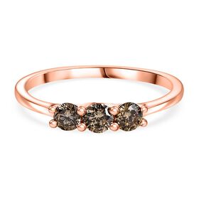 D'Joy Natürlicher Champagner Diamant SGL zertifiziert Ring 925 Silber 750 Roségold Vermeil (Größe 19.00) ca. 0.50 ct