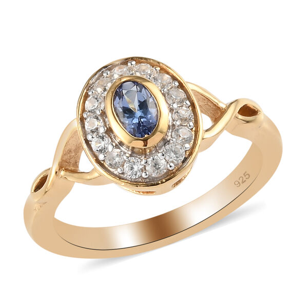 Tansanit und Zirkon Ring 925 Silber vergoldet  ca. 0,55 ct image number 4