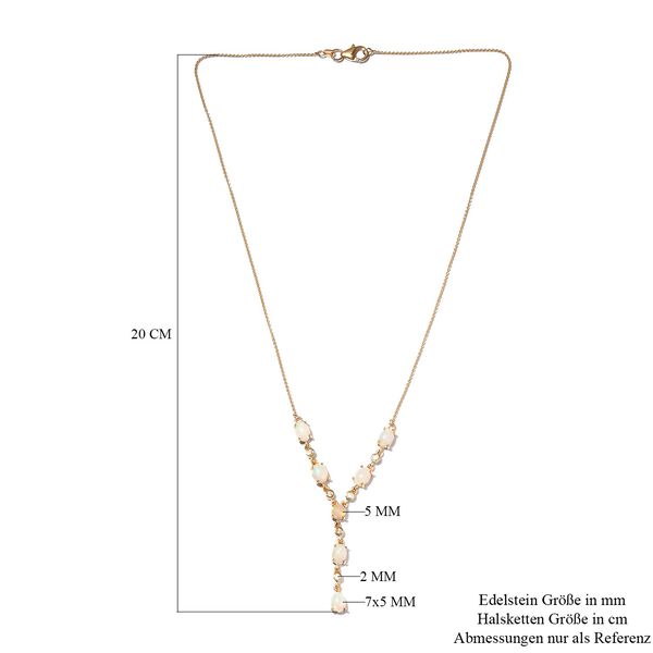 Nat&uuml;rliche, &auml;thiopische Opal und Zirkon-Halskette, 45 cm, 925 Silber Gelbgold Vermeil ca. 2,95 ct image number 6