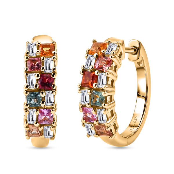 D'Joy Mehrfarbig Saphir, Moissanit Ohrringe 925 Silber 750 Gelbgold vermeil ca. 1,80 ct.