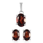 2er- Set, rote Granat-Ohrstecker und Anhänger, 925 Silber ca. 2,08 ct