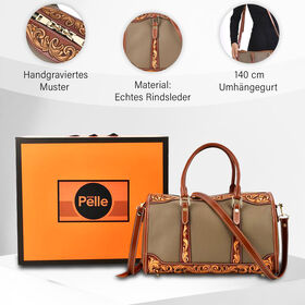 Grand Pelle  - Echtleder Umhängetasche, 34,5x15x21 cm, grün