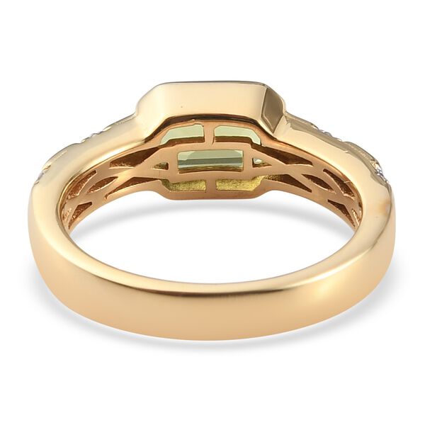 Peridot und Zirkon Solit&auml;r Herren Ring 925 Silber 585 Vergoldet image number 6