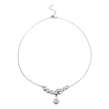 2er-Set Wei&szlig;er Zirkonia Halskette und Ohrringe Edelstahl ca. 4,50 ct