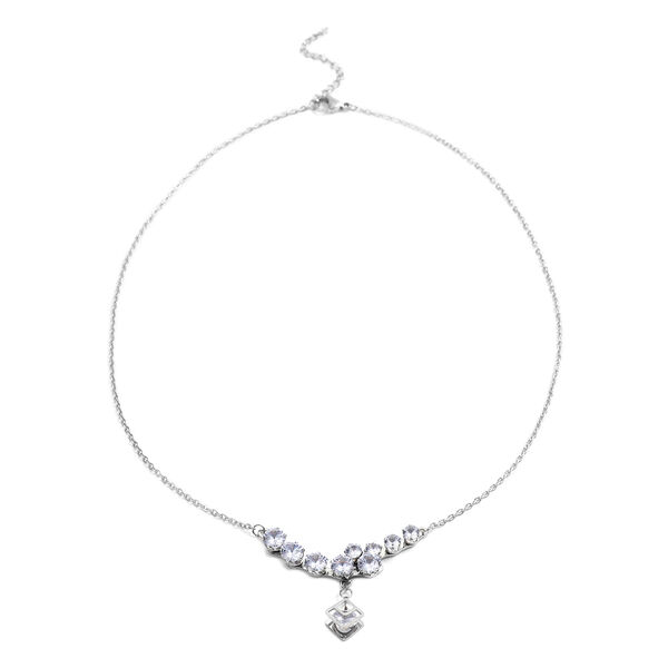 2er-Set Wei&szlig;er Zirkonia Halskette und Ohrringe Edelstahl ca. 4,50 ct image number 3