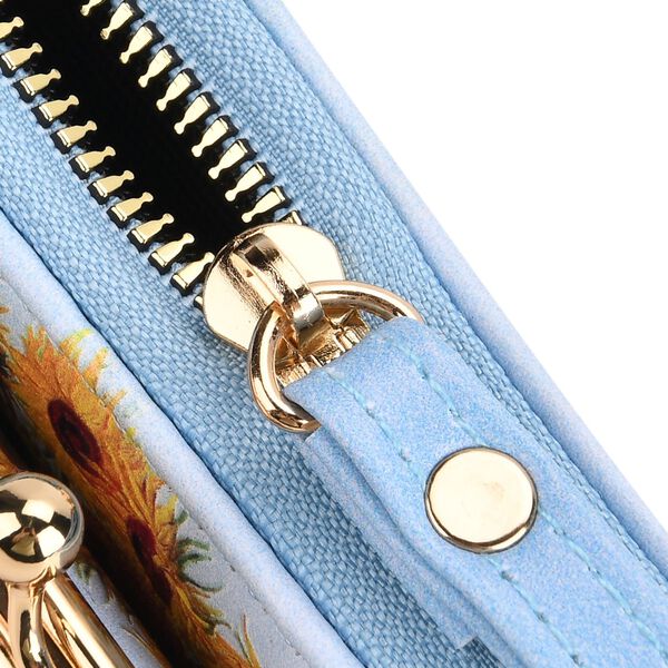 2-in-1-Geldb&ouml;rse mit Sonnenblumen-Motiv, 11x5x8 cm, Blau image number 8